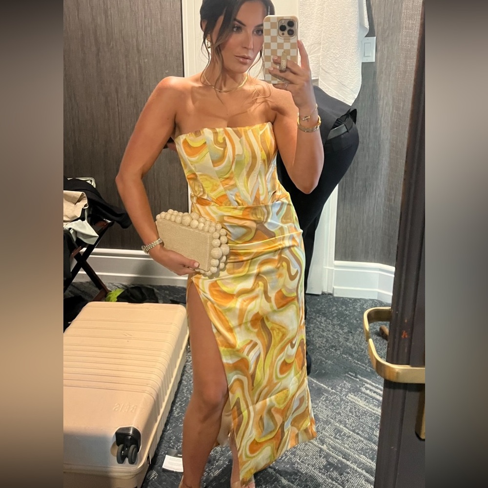 Yellow Strapless Dress - Revolve